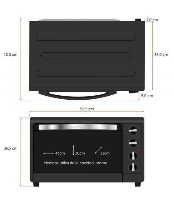 Horno de sobremesa grunkel hr-48rmrusti/ 2000w/ capacidad 48l