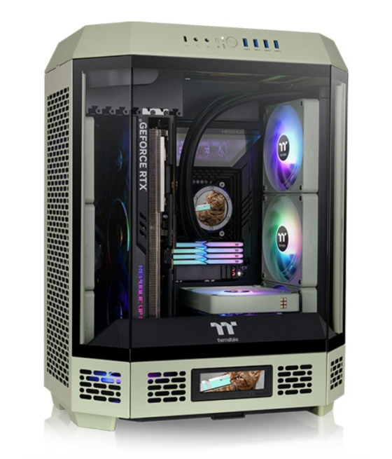 Caja thermaltake the tower t600 atx 2xusb 3.0 sin fuente verde matcha