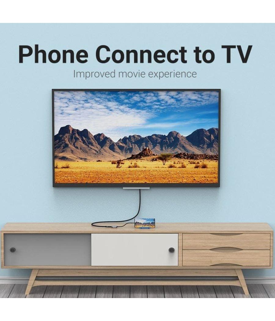 Conversor vention tdehb/ usb tipo-c macho - hdmi hembra/ 15cm/ plata