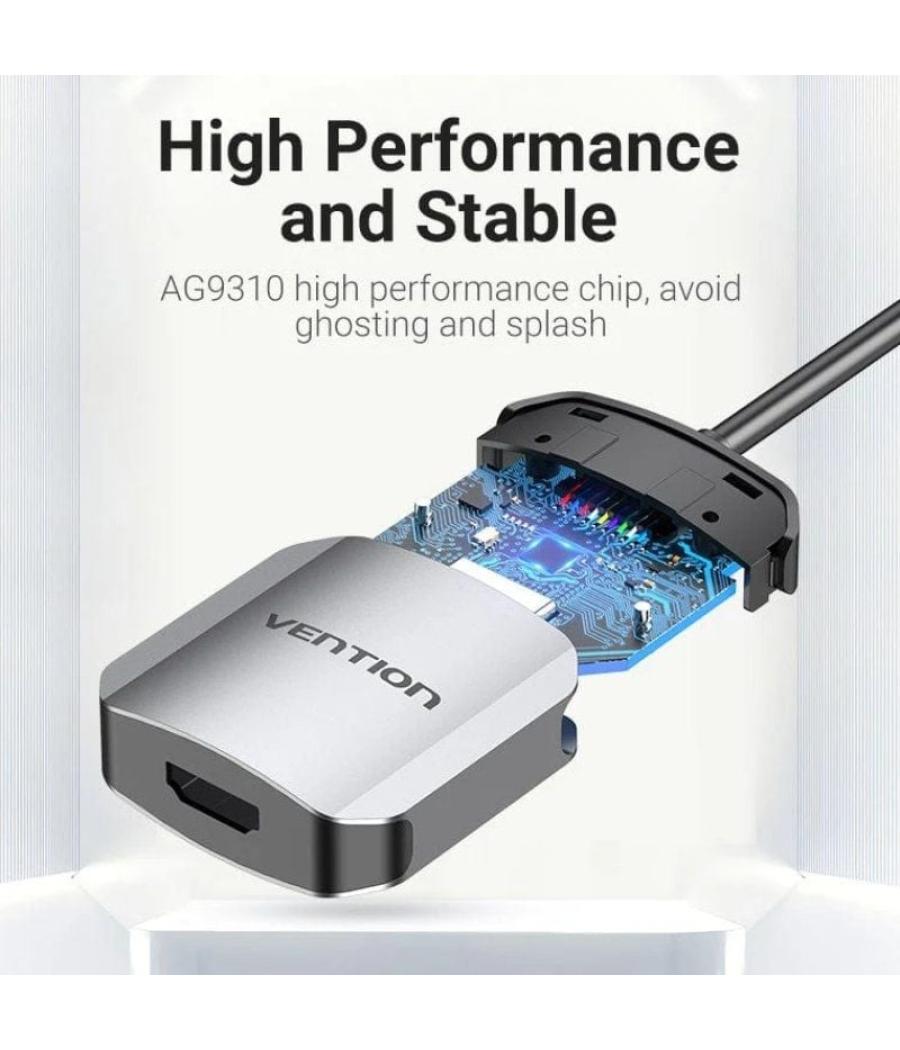 Conversor vention tdehb/ usb tipo-c macho - hdmi hembra/ 15cm/ plata