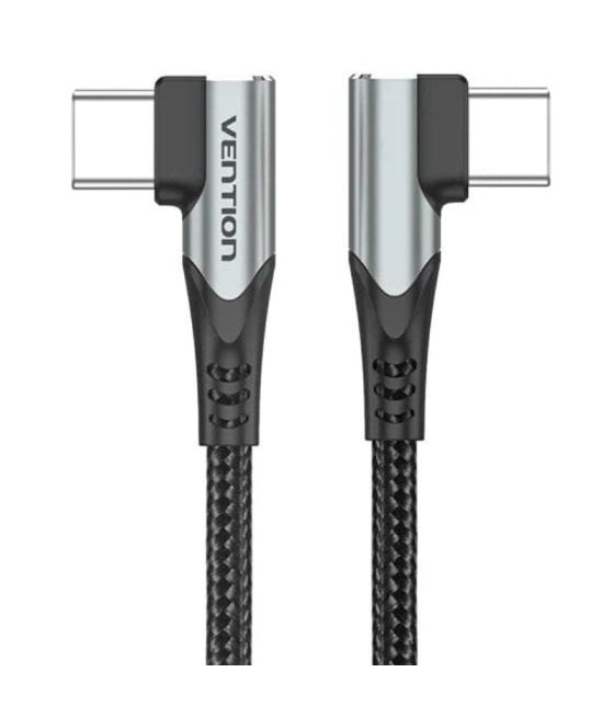 Cable usb 2.0 tipo-c 90º vention tanhd/ usb tipo-c macho - usb tipo-c macho/ hasta 100w/ 480mbps/ 50cm/ gris