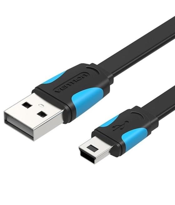 Cable usb 2.0 vention vas-a14-b150/ mini usb macho - usb macho/ hasta 10w/ 480mbps/ 1.5m/ azul y negro