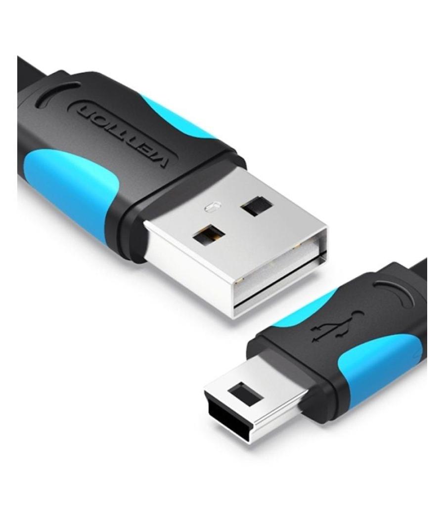 Cable usb 2.0 vention vas-a14-b150/ mini usb macho - usb macho/ hasta 10w/ 480mbps/ 1.5m/ azul y negro