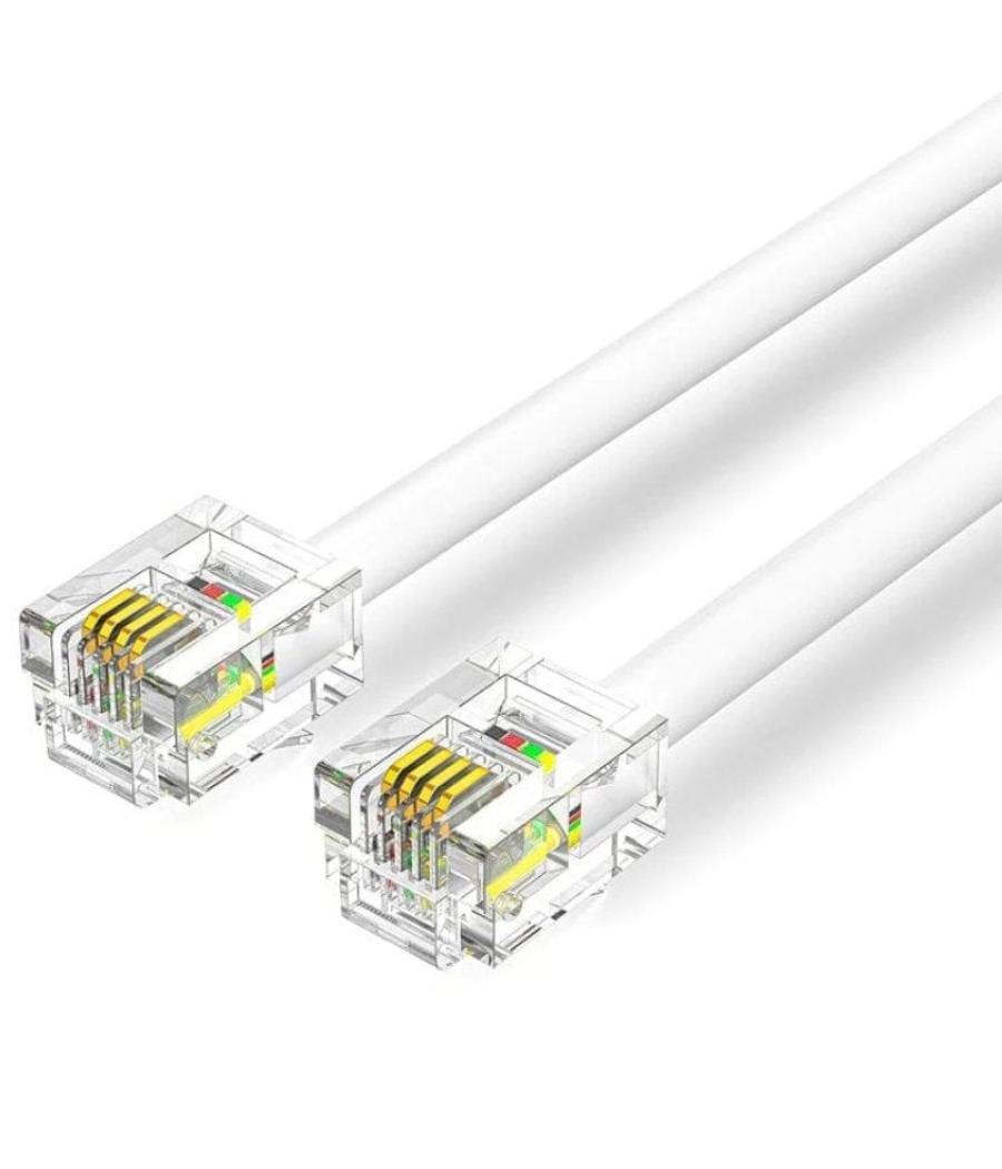 Cable de teléfono rj11 6p4c aisens iqbwj/ 5m/ blanco