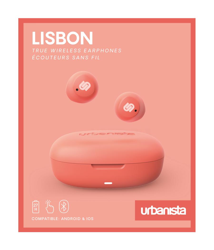 Auriculares urbanista true wireless inalambricos lisbon coral peach - naranja coral