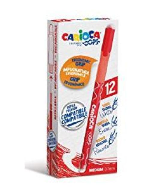 Carioca bolígrafo oops monocolor rojo caja 12 ud