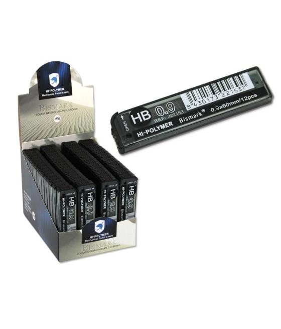 Bismark minas hy-polymer 0,9mm hb caja expositora con 60 estuches de 12 ud grafito