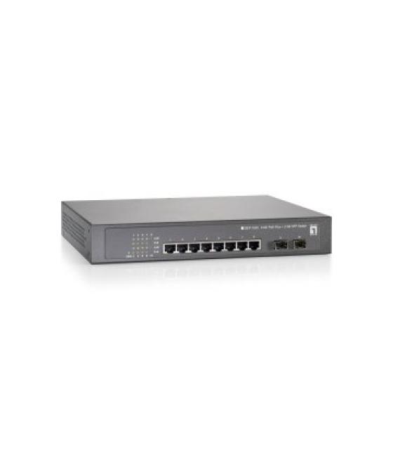 Switch level one gep-1020 10p 10/100/1000 8 p poe plus 150w + 2 sfp