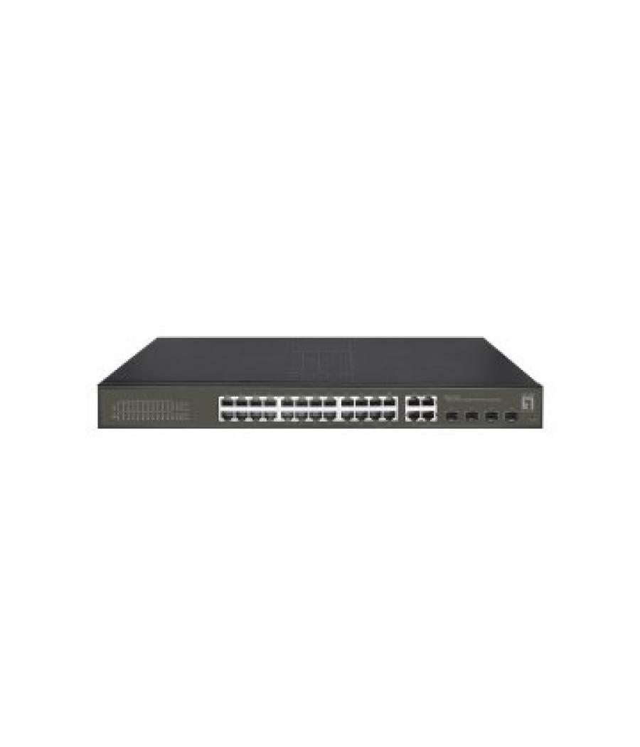 Switch semigestionable level one hilbert 24p poe 10/100/1000 380w +4p sfp combo 10/100/1000 carcasa metalica