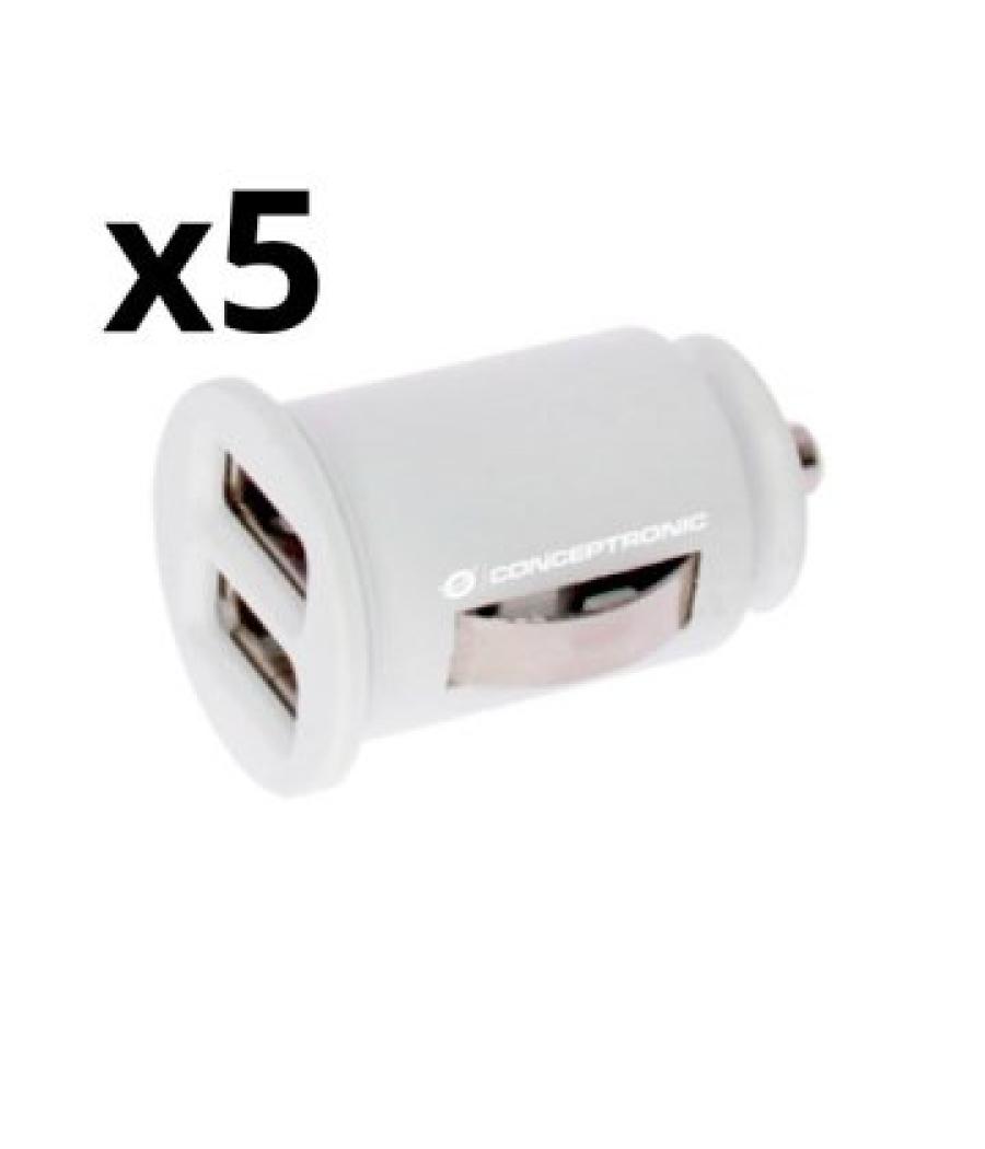 Kit 5 unidades cargador nortess 2.4a 2 puertos usb 5v 12/24v color blanco