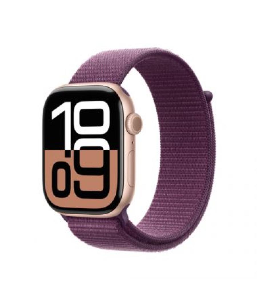 Apple watch series 10 gps 46mm rose gold aluminium case with plum sport loop