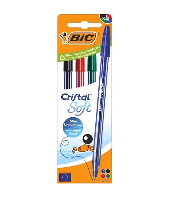 Caja de bolígrafos de tinta de aceite bic cristal original 516343/ 4 unidades/ colores surtidos