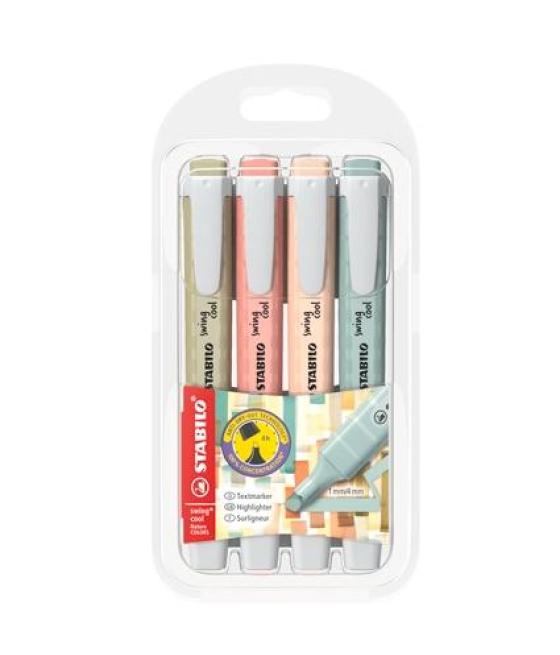 Stabilo marcador fluorescente swing cool naturecolors c/surtidos blíster 4 ud