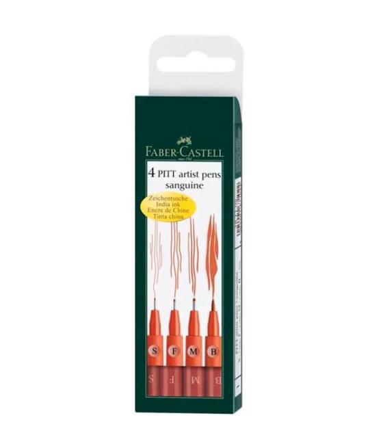 Faber castell rotuladores pitt artist pen puntas s-f-m-b sanguina estuche 4 ud