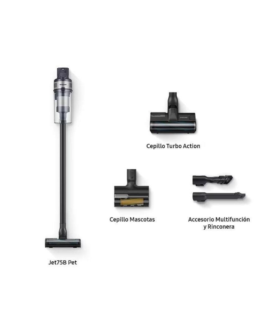 Aspirador escoba con batería samsung jet 75b pet/ 21.6v/ autonomía 210 min