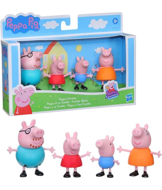 Set de 4 figuras peppa pig y su familia