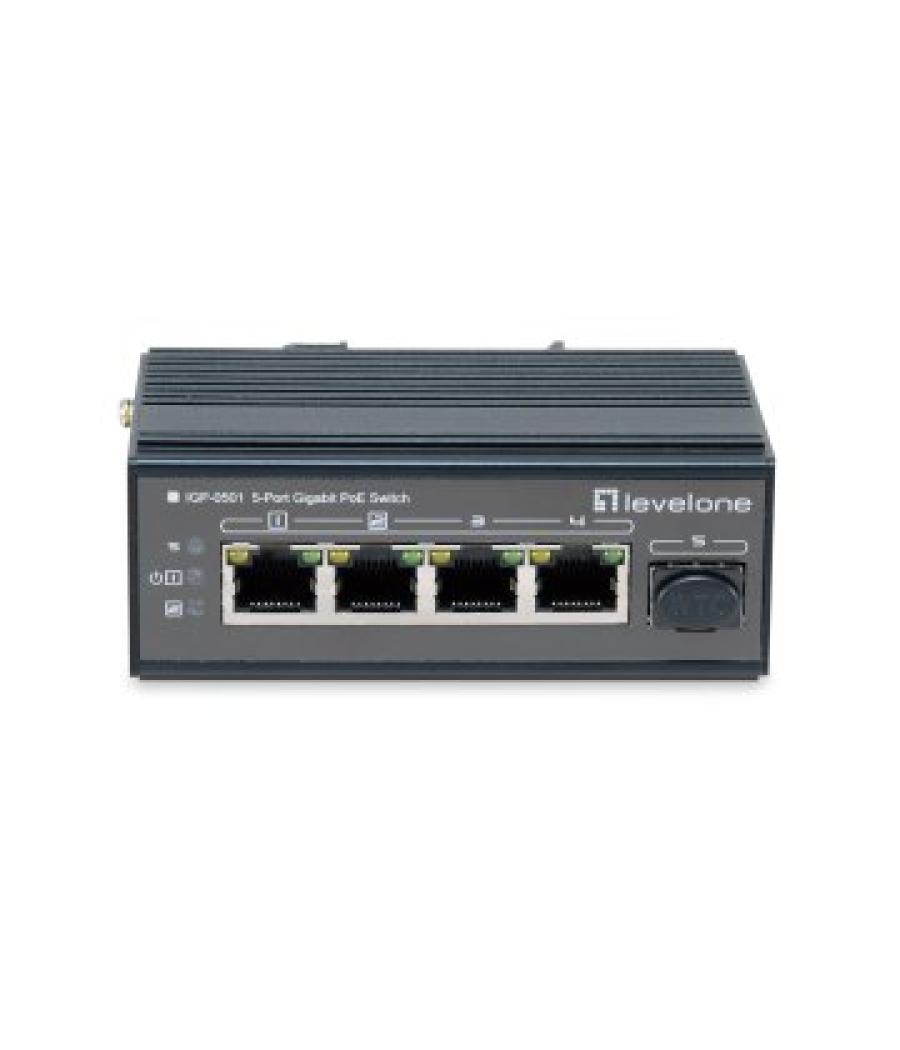 Switch industrial level one igp-0501 5p poe giga y 1p sfp 240w carril din