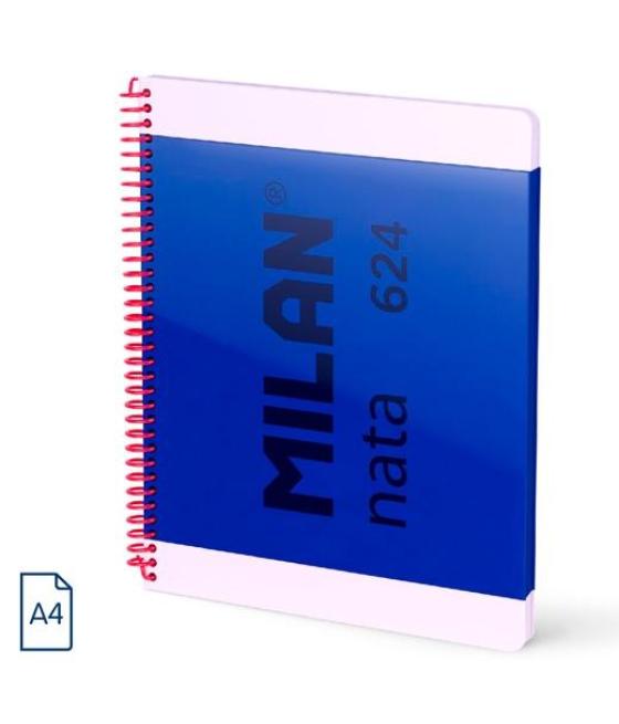 Milan cuaderno espiral a4 80h 95gr 5x5mm tapa dura colección nata® 624 since 1918 azul