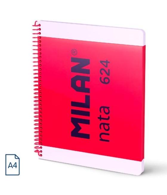 Milan cuaderno espiral a4 80h 95gr 5x5mm tapa dura colección nata® 624 since 1918 rosa