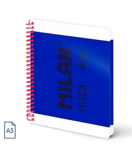 Milan cuaderno espiral a5 80h 95gr 5x5mm tapa dura colección nata® 624 since 1918 azul