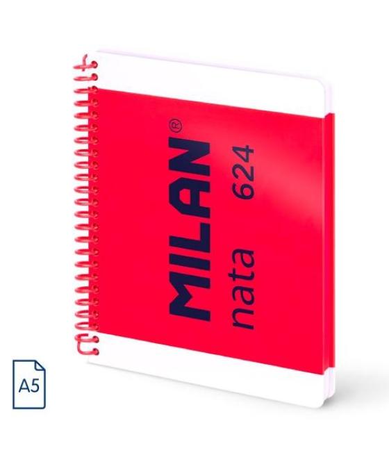 Milan cuaderno espiral a5 80h 95gr 5x5mm tapa dura colección nata® 624 since 1918 rosa
