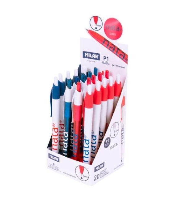 Milan bolígrafo p1 nata® 624 tinta azul caja expositora 20 ud