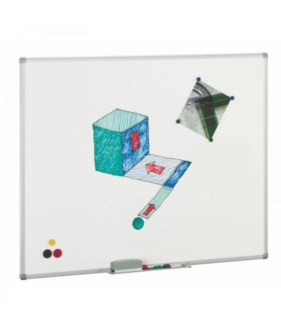 Faibo pizarra blanca estratificada marco de aluminio con cajetín 122x200cm