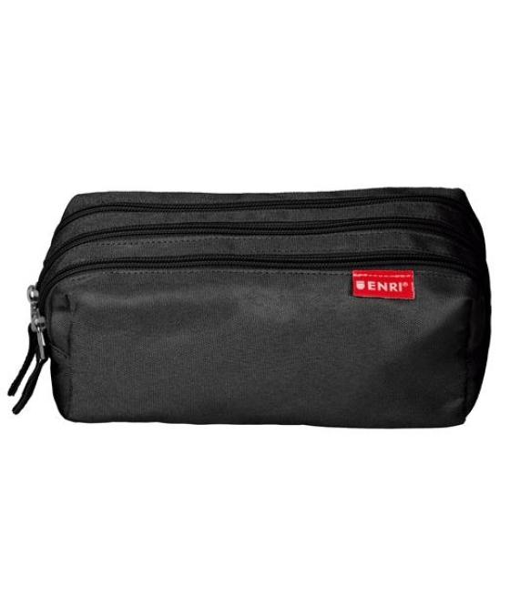 Enri estuche 3 cremalleras poliéster negro