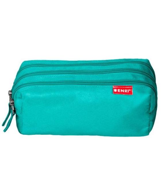 Enri estuche 3 cremalleras poliéster verde azulado