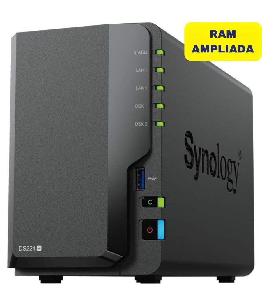 Nas synology diskstation ds224+/ 2 bahías 3.5'- 2.5'/ 6gb ddr4/ formato torre
