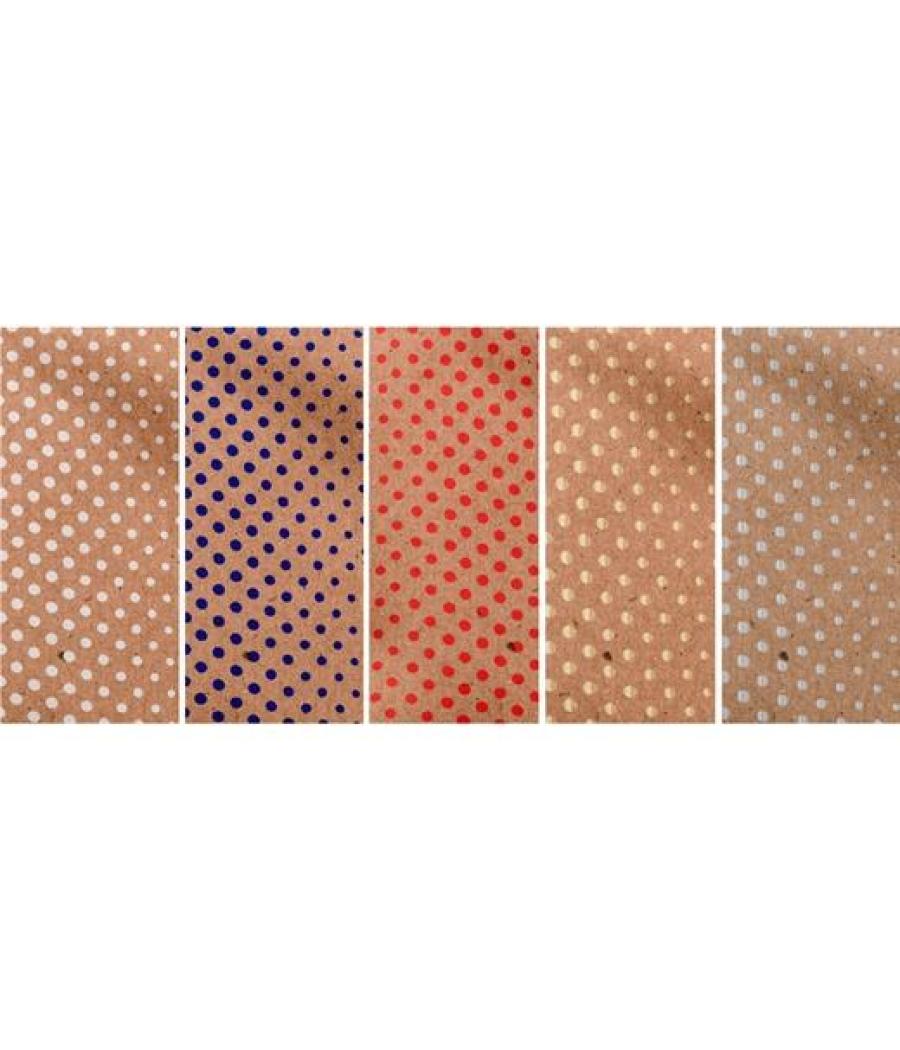 Wonder wrapper papel de regalo rollo 0,7 x 2m kraft 100% reciclado 1000 puntos surtido expositor 50 und