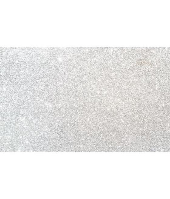 Fama goma eva 50x70cm grosor 2mm glitter blanco pack 10 ud