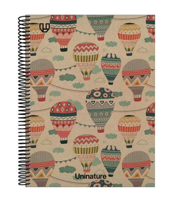 Grafoplás cuaderno espiral a4 80h 4x4 90gr kraft y cartón reciclado uninature capadocia