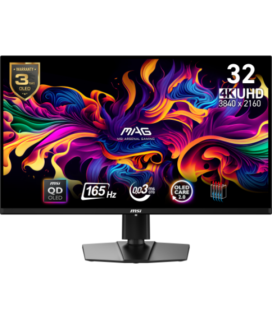 Msi mag 321up qd-oled pantalla para pc 80 cm (31.5") 3840 x 2160 pixeles 4k ultra hd negro