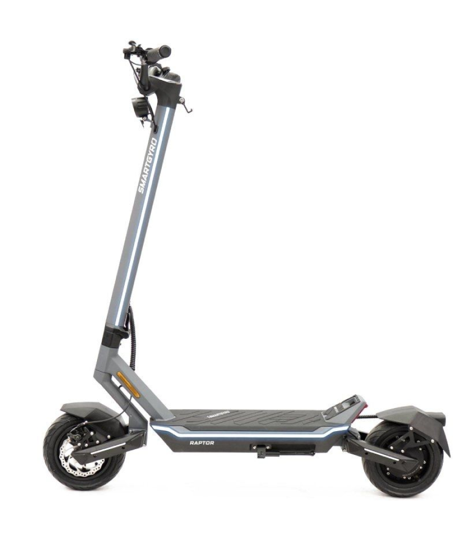 Patinete eléctrico smartgyro raptor evo/ motor 1000w/ ruedas 10'/ 25km/h /autonomía 60km/ gris