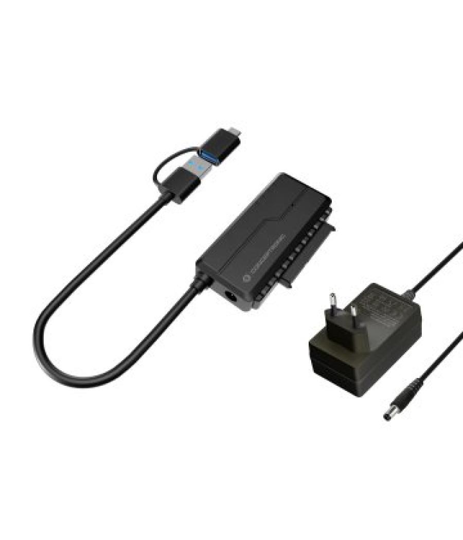 Adaptador usb-a a sata conceptronic inluye adaptador usb-c y adaptador de corriente abby21b