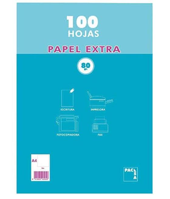Pacsa paquete papel extra 100h a4 80gr 4x4mm sin taladros retractilado