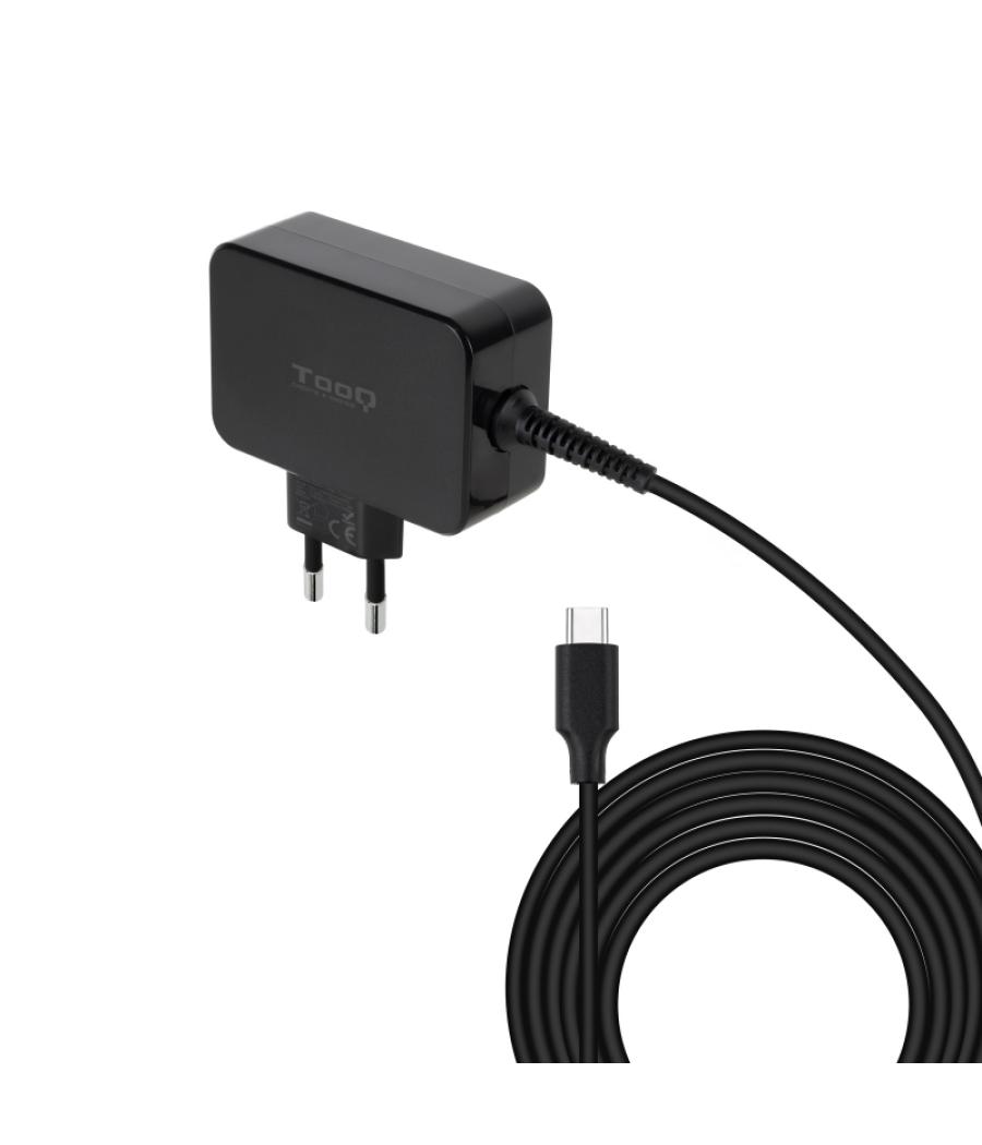 Cargador automatico portatil gan usb-c pd 45w negro tooq