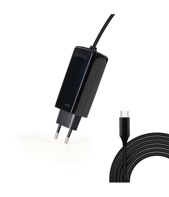 Cargador automatico portatil gan usb-c pd 65w cubico negro tooq