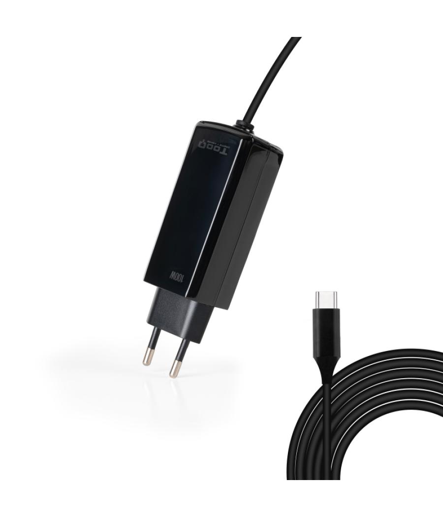 Cargador automatico portatil gan usb-c pd 3.0 100w cubico negro tooq