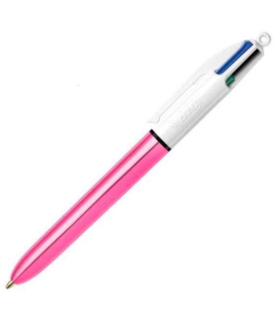 Bic bolígrafo 4 colores shine silver cuerpo blanco/rosa metálico caja 12 ud