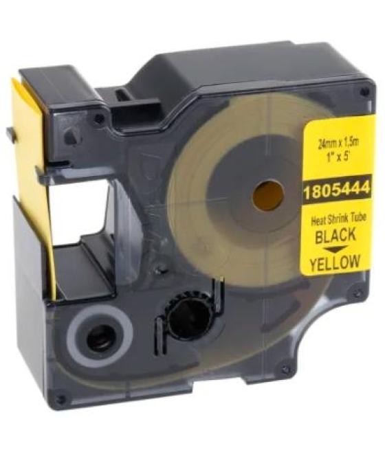 Dymo rhino tubo termorretractil negro sobre amarillo 24mm