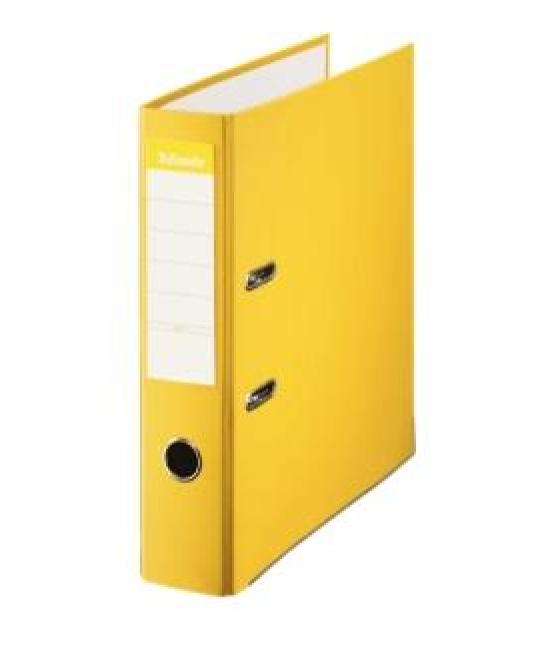 Esselte archivador palanca folio lomo ancho pp interior forrado en papel rado cantoneras amarillo