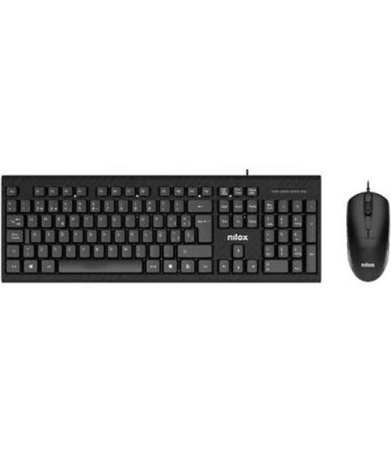 Nilox combo teclado + ratón cable usb negro