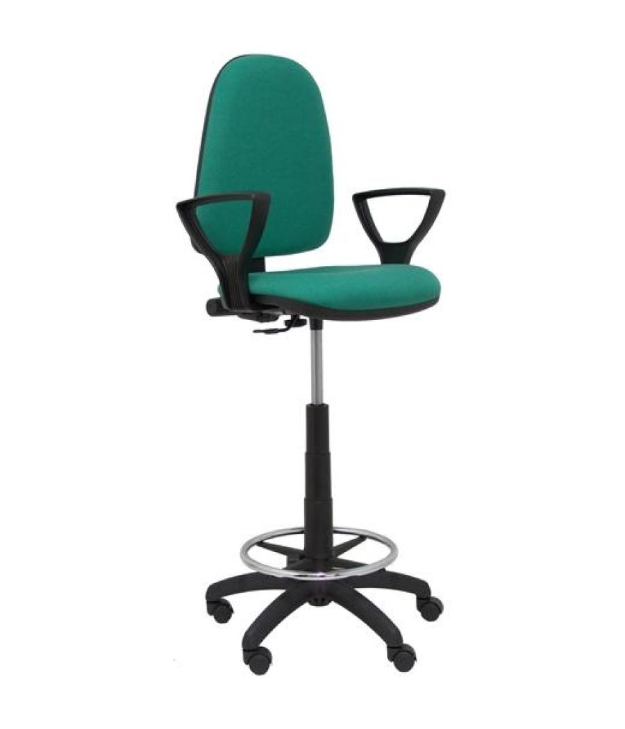 Piqueras y crespo taburete ayna brazos/f regulable en altura y aro reposapiés tapizados en tejido bali verde esmeralda