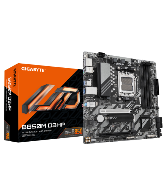 Gigabyte b850m d3hp placa base - procesadores amd ryzen serie 9000, 5+2+2 fases vrm digitales, hasta 8200mhz ddr5 (oc), 1xpcie 5