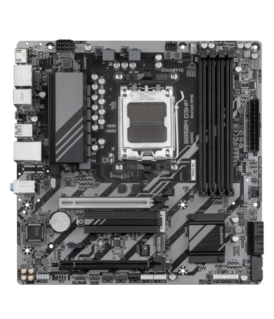Gigabyte b850m d3hp placa base - procesadores amd ryzen serie 9000, 5+2+2 fases vrm digitales, hasta 8200mhz ddr5 (oc), 1xpcie 5