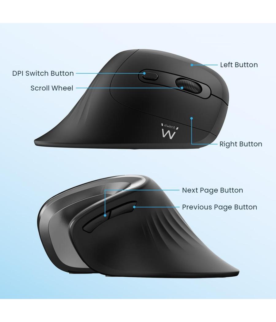 Raton ergonomico inalambrico ewent ew3154 negro