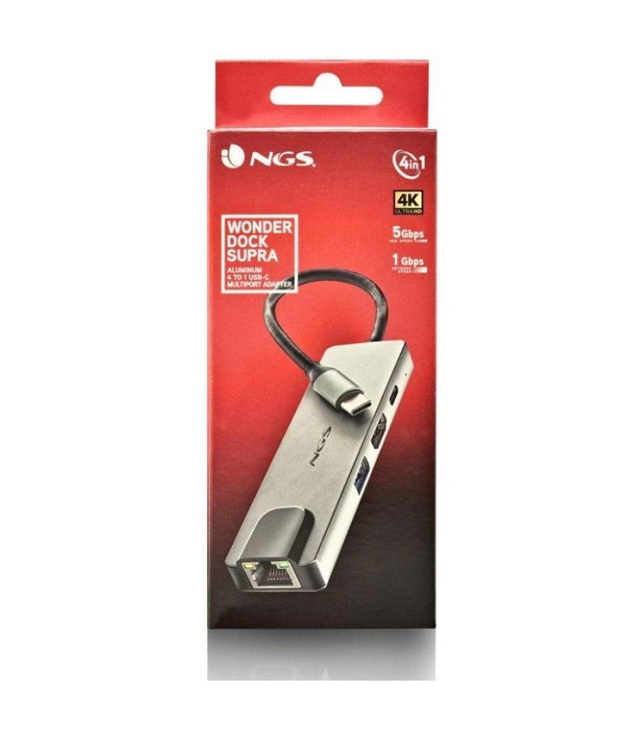 Docking usb tipo-c ngs wonderdock supra/ 1xusb/ 1xusb tipo-c dp/ 1xhdmi/ 1xrj45