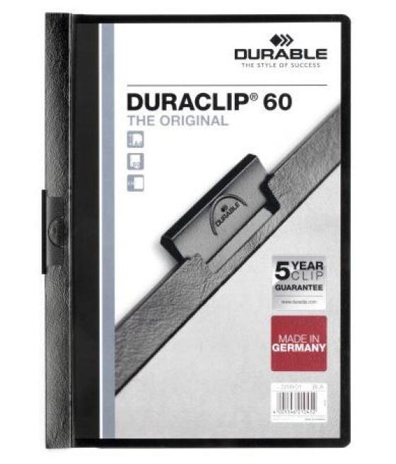 Durable carpeta dossier pinza duraclip 60 negro a4 -25u-